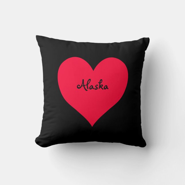 Coussin Coeur noir et rouge de l'Alaska (Recto)