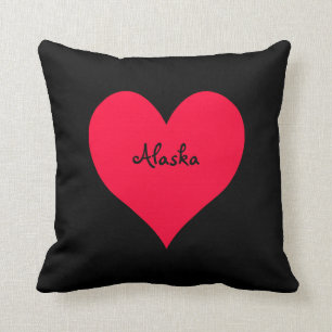 Coussin Coeur noir et rouge de l'Alaska