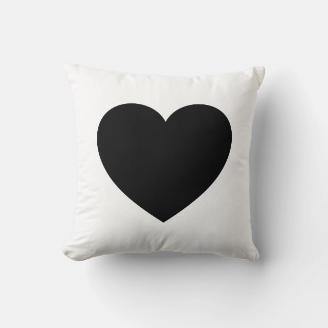 Coussin Coeur - Noir sur blanc (Recto)