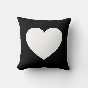Coussin Coeur - noir sur le blanc