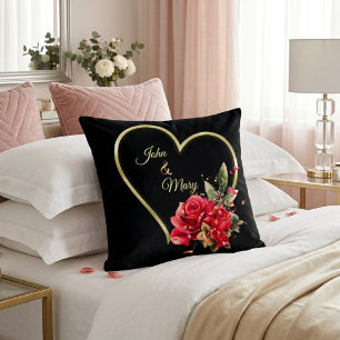 Coussin Coeur Or Élégant Moderne Et Noir Rose