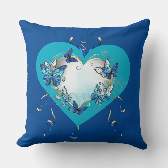 Coussin cœur papillons capricieux (Recto)