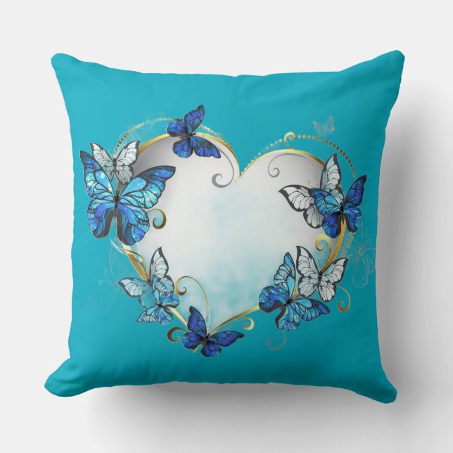 Coussin cœur papillons capricieux (Recto)