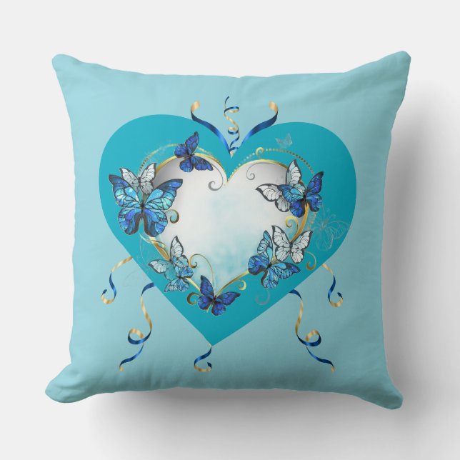 Coussin cœur papillons capricieux (Recto)