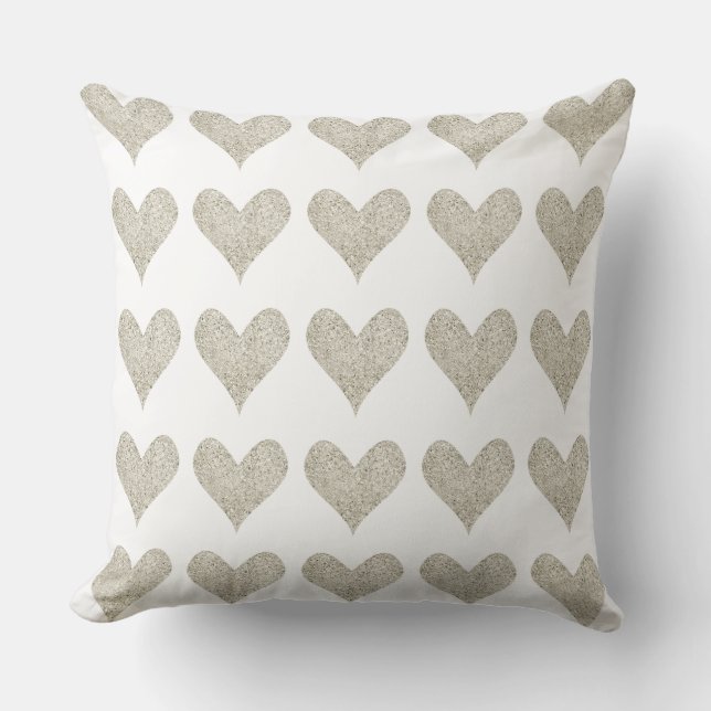 Coussin Coeur Parties scintillant argent (Recto)