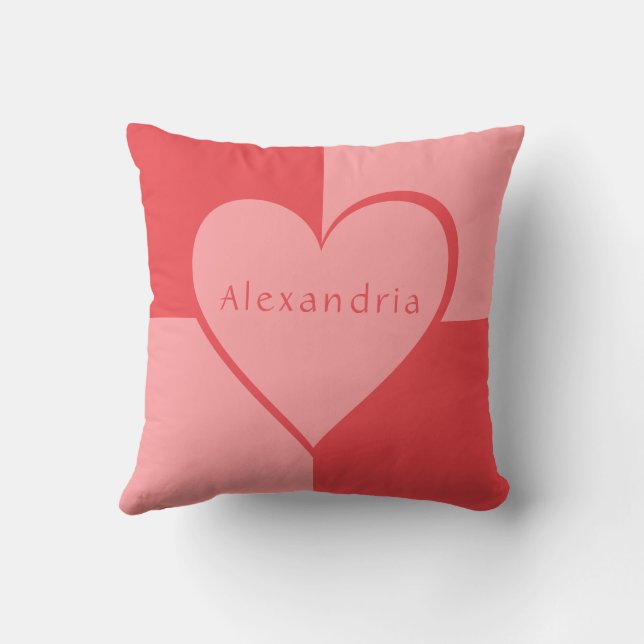 Coussin Coeur personnalisé rose et rouge (Verso)