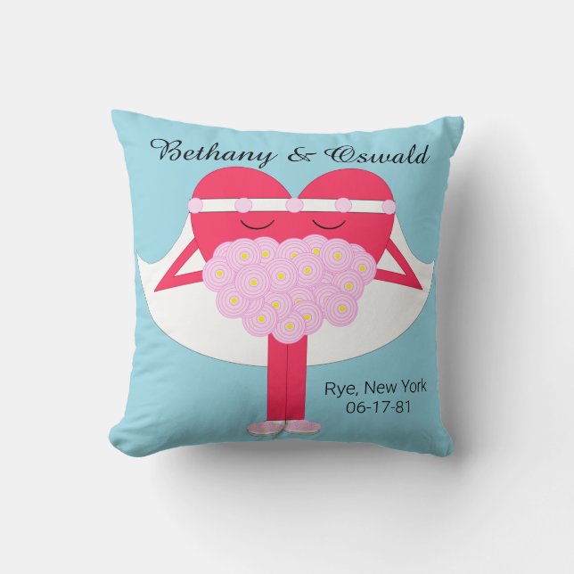 Coussin Cœur qui se marie : Anniversaire (Recto)