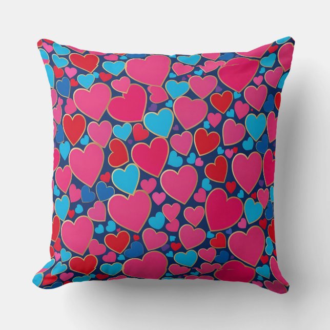 Coussin 💗 Cœur rose en 3D pour décoration d'intérieur et  (Recto)