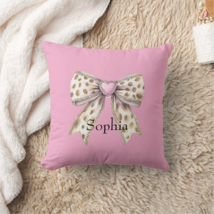 Coussin Coeur rose Leopard Girl Bow