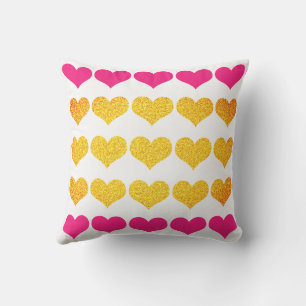 Coussin Cœur rose or scintillant Cadeau de la Saint-Valent