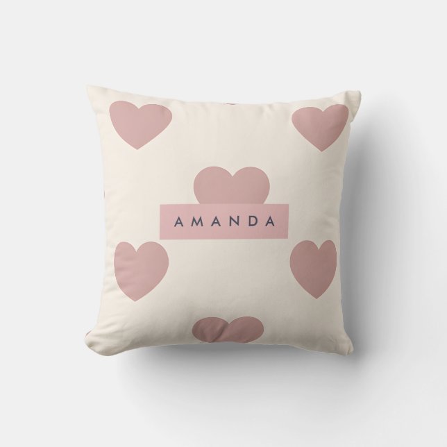Coussin Cœur Rose Pâle Personnalisé (Recto)