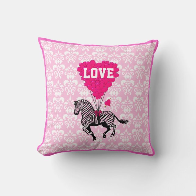 Coussin Coeur rose romantique et texte d'amour (Recto)