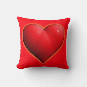 Coussin Coeur rouge 3-D brillant