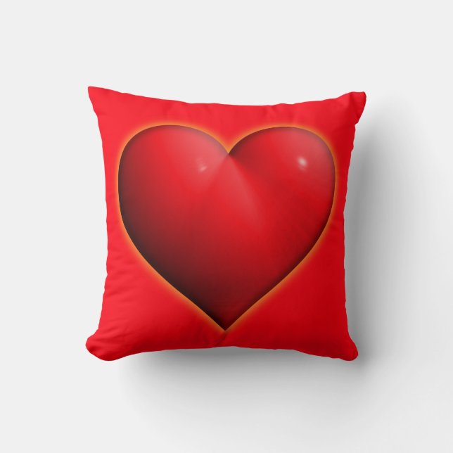 Coussin Coeur rouge 3-D brillant (Recto)