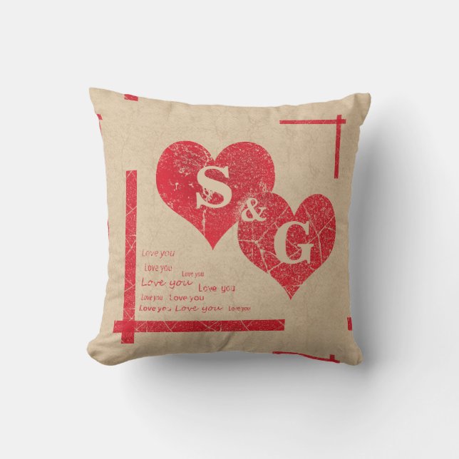 Coussin coeur rouge amour Saint Valentin (Recto)