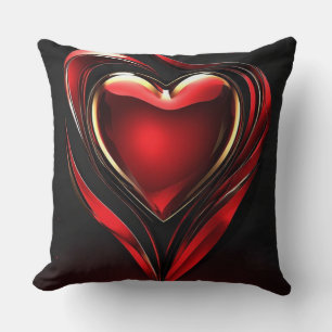 Coussin Cœur Rouge Brillant Avec une Chaleur Romantique Ra