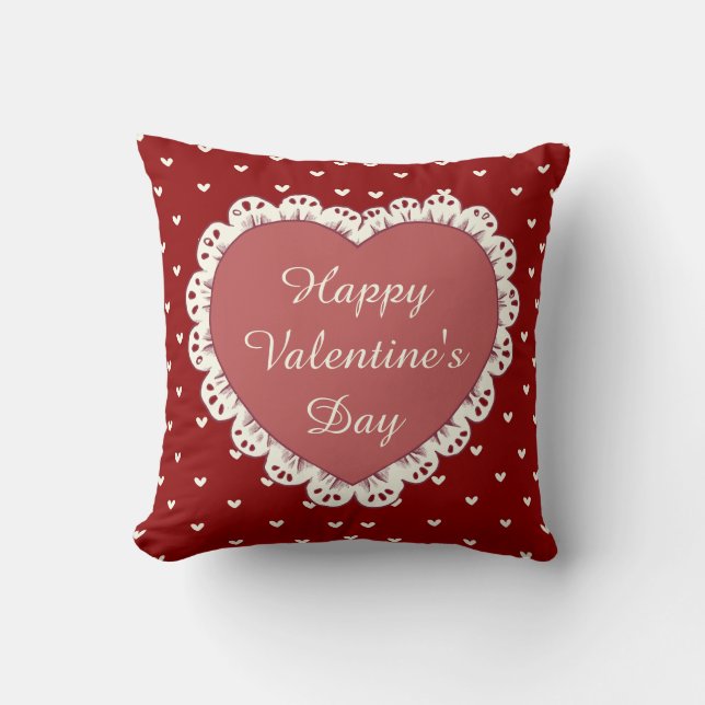 Coussin Cœur rouge coquette Bonne Saint-Valentin (Recto)