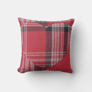 Coussin Coeur rouge double plaid