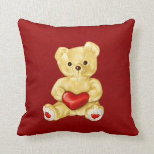 Coussin Coeur rouge hypnotisant l'ours de nounours mignon