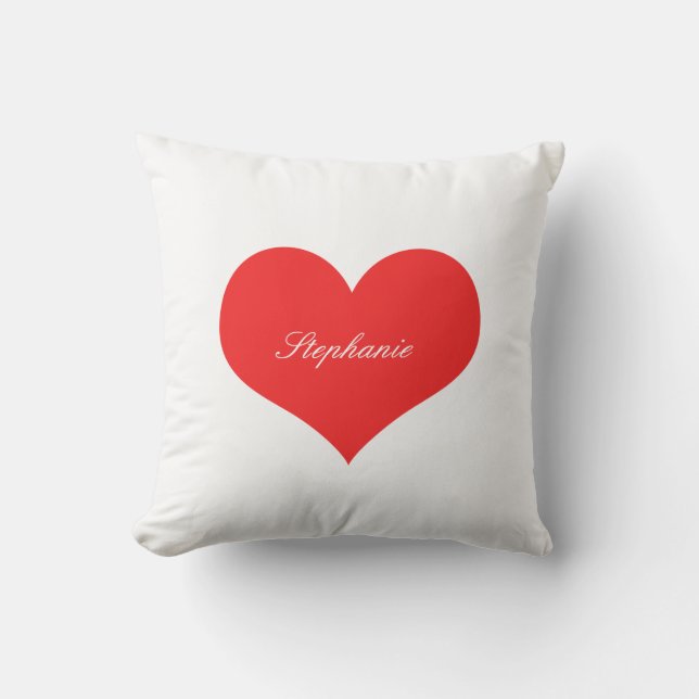 Coussin Cœur rouge monogrammes de nom personnalisé Cadeau  (Recto)