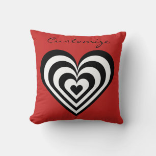 Coussin cœur rouge pulsatile noir et blanc Thunder_Cove