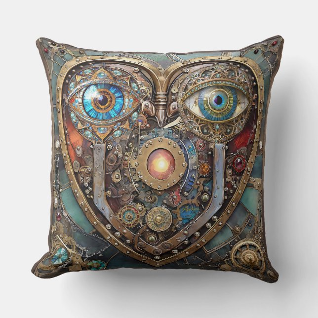 Coussin Coeur Steampunk Fantaisiste Je Te Vois Je T'Aime (Recto)