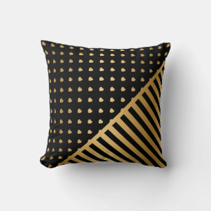COUSSIN COEUR STRIPE GOLD NOIR CUSHION