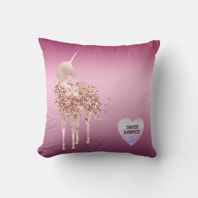 Coussin Coeur Unicorne rose Ombre (Recto)