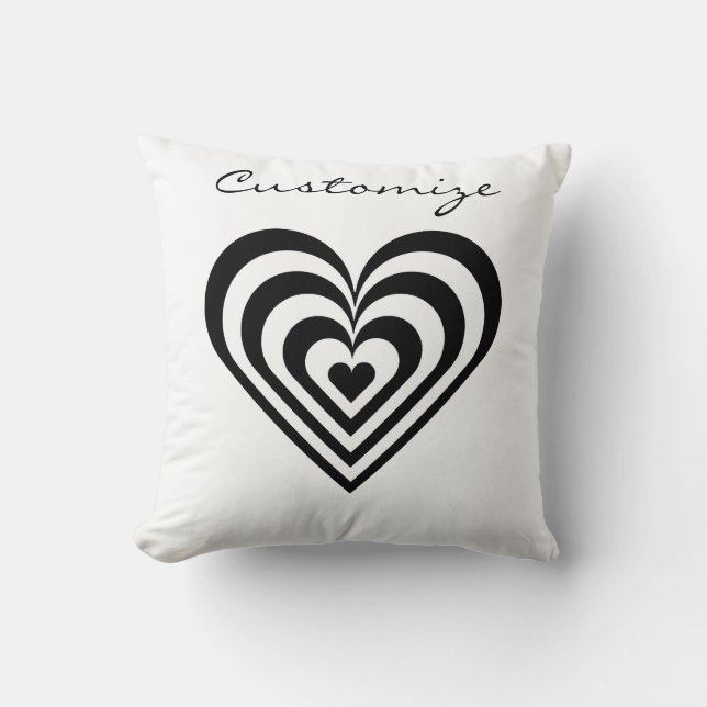 Coussin coeur zèbre pulsateur noir et blanc Thunder_Cove (Recto)