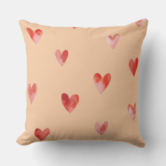 Coussin Cœurs à l'aquarelle motif sans couture