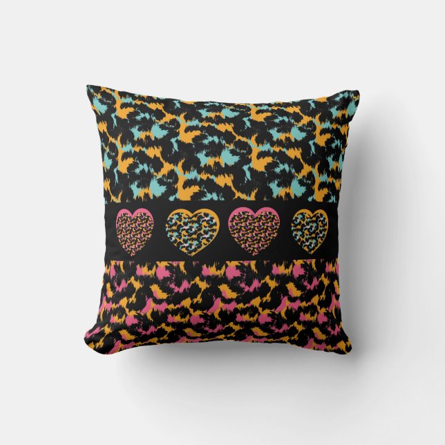 Coussin Cœurs à motif imprimé animal (Recto)