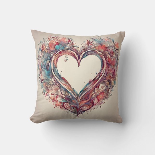 Coussin Coeurs - aquarelle peinture cardiaque (Recto)