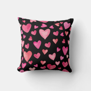 Coussin Cœurs Aquarelle Rose