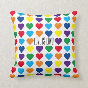 Coussin Coeurs arc-en-ciel "L'amour est l'amour!"