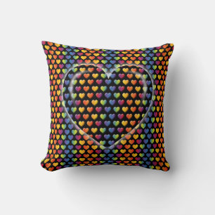 Coussin Cœurs arc-en-ciel minimalistes élégants