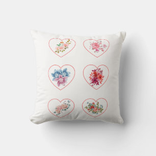 Coussin Coeurs avec fleurs