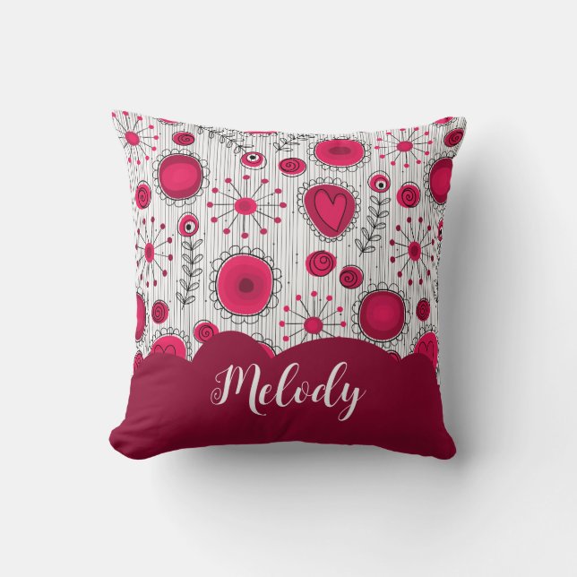 Coussin Coeurs blancs blancs blancs blancs Whimsical fleur (Recto)