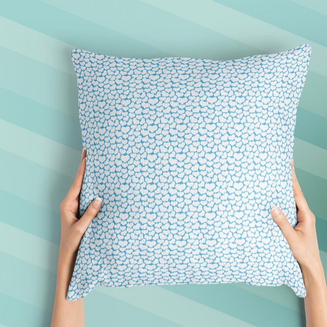 Coussin Cœurs Blancs Bleu Ciel Design Joyeux (Créateur téléchargé)