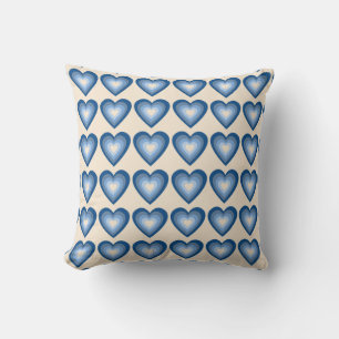 Coussin Cœurs bleu clair à moyen