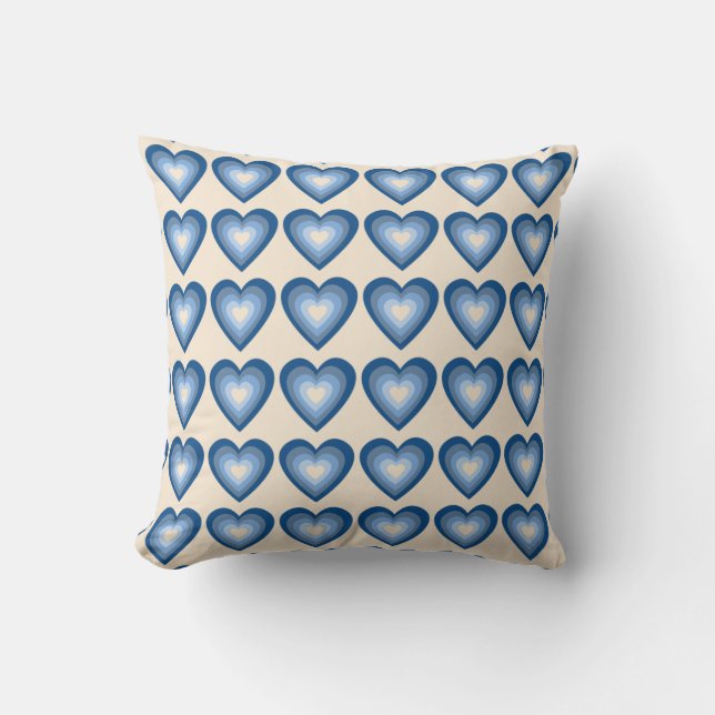 Coussin Cœurs bleu clair à moyen (Recto)
