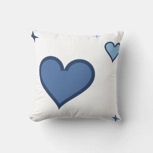 Coussin Cœurs bleus design plat - Bleu coquette mignon