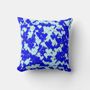 Coussin Coeurs bleus flottants