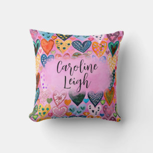 Coussin Coeurs colorés lumineux Nursery personnalisée