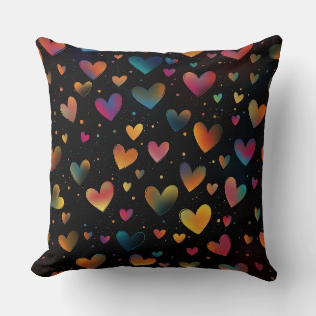 Coussin Coeurs couleur arc-en-ciel Galaxy Arrière - plan n (Recto)