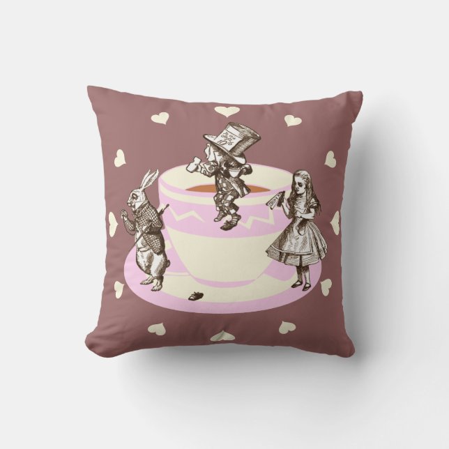 Coussin Coeurs crèmes autour d'un thé fou (Recto)