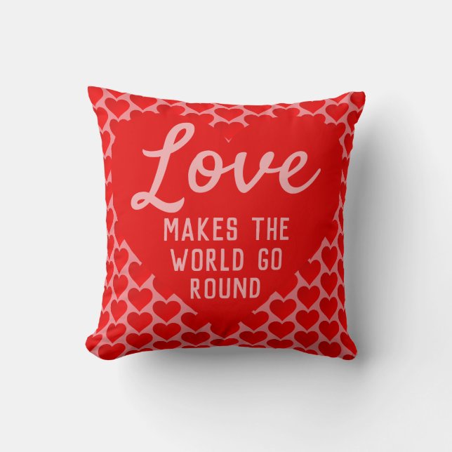 Coussin Coeurs d'amour - L'amour fait tourner le monde (Recto)