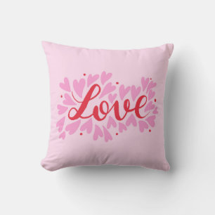 Coussin Coeurs d'amour - rose et rouge