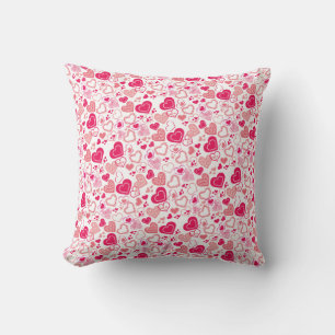 Coussin Coeurs d'amour rose moderne