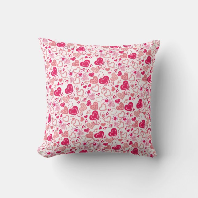 Coussin Coeurs d'amour rose moderne (Recto)