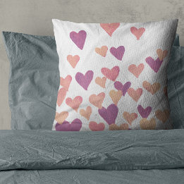 Coussin Coeurs d'aquarelle de la Saint-Valentin - rose pas